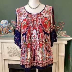 Bila Y2K Paisley Print Blouse With Cold shoulder